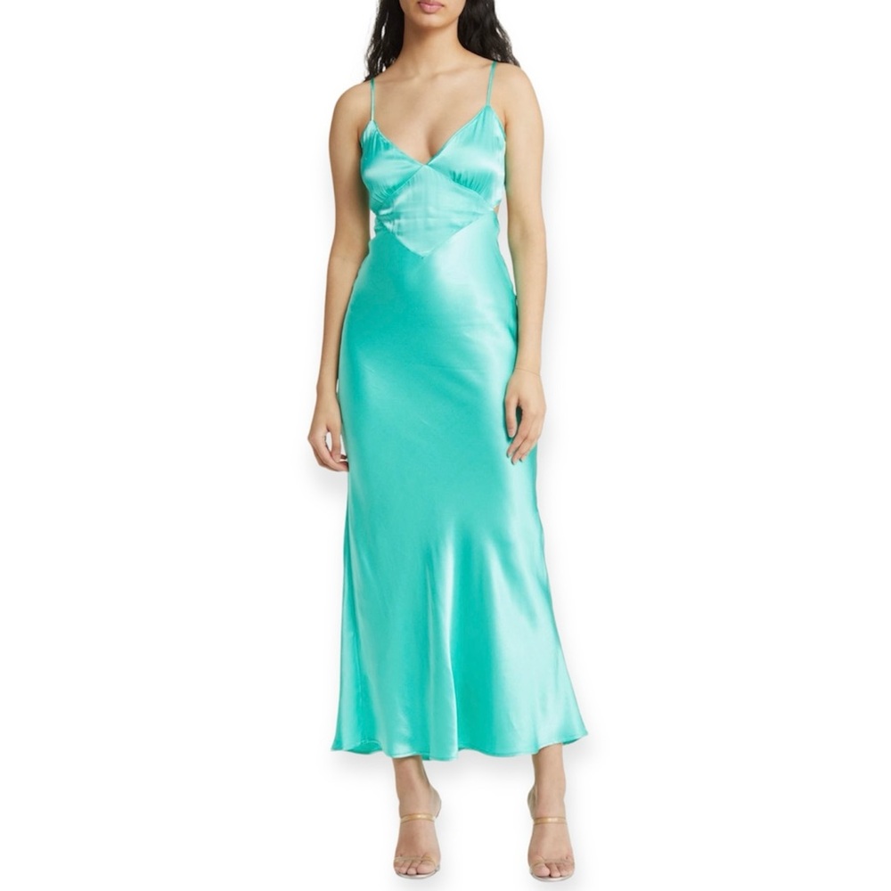BARDOT Malinda Slipdress Aqua Mint Semi Backless Spaghetti Straps Dress NWT